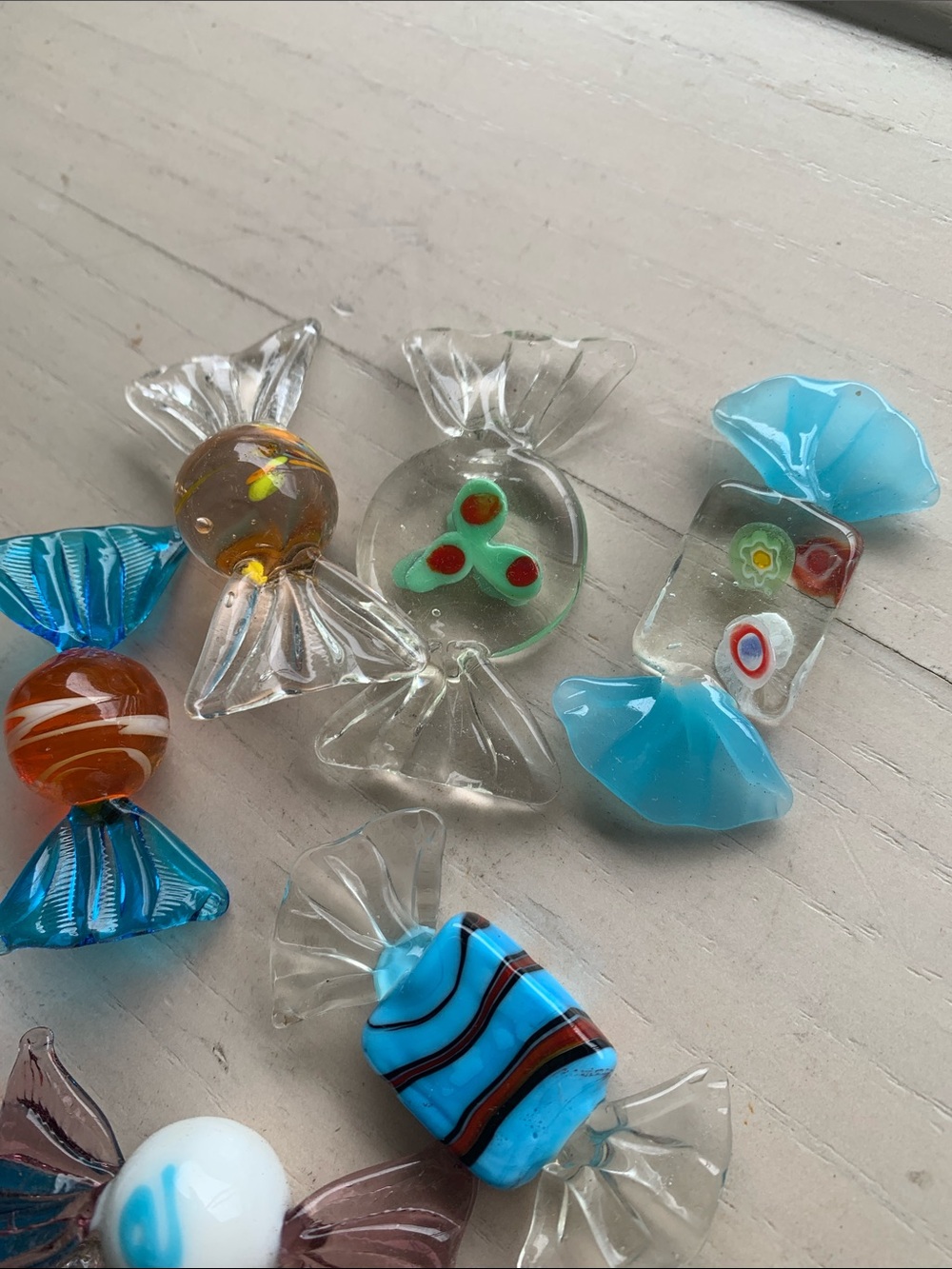 Source Unknown Blue, Orange, Red, White, Pink, Clear Glass Candy Collection - Picture 2 of 3